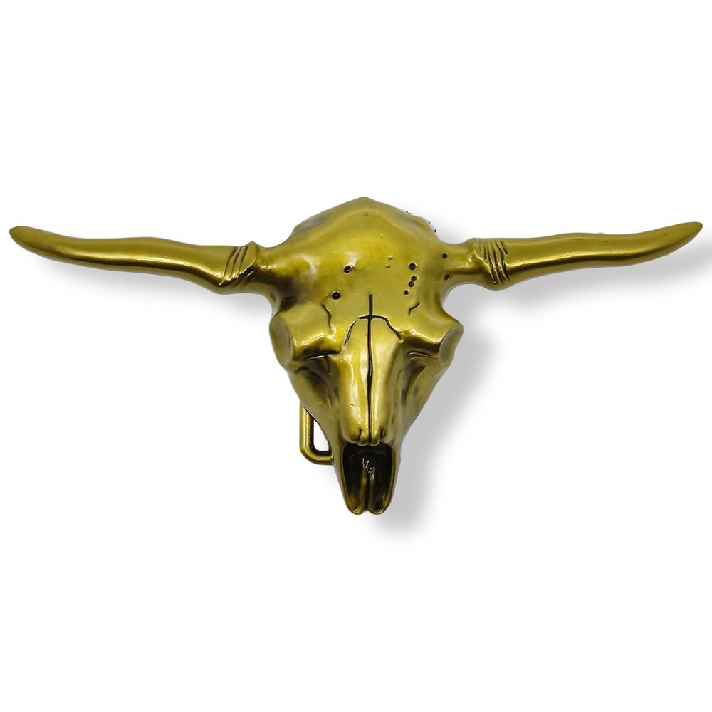 3628 Western Longhorn Skull Belt Buckle 1.71"42mm Floral Pattern Oval